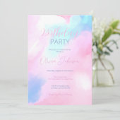 Elegant Pastel Blauw Roze Waterverf Schilderen Kaart (Staand voorkant)