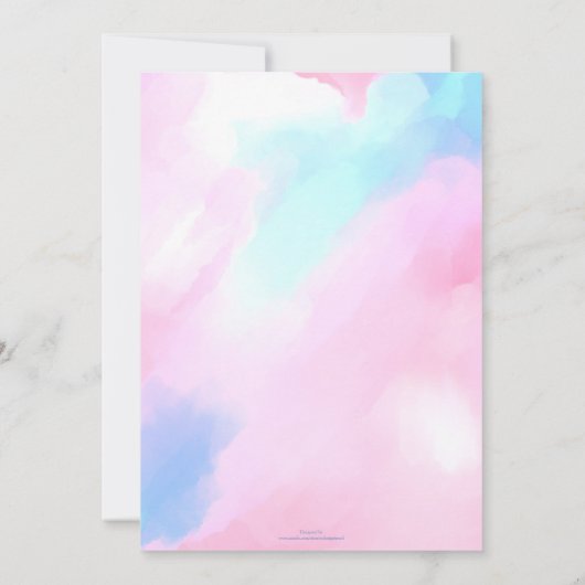 Elegant Pastel Blauw Roze Waterverf Schilderen Kaart (Achterkant)