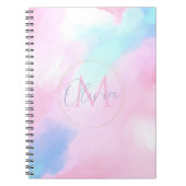Elegant Pastel Blauw Roze Waterverf Schilderen Notitieboek (Voorkant)