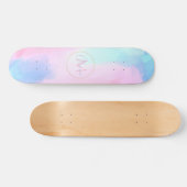 Elegant Pastel Blauw Roze Waterverf Schilderen Persoonlijk Skateboard (Horizontaal)