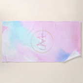 Elegant Pastel Blauw Roze Waterverf Schilderen Strandlaken (Voorkant)