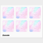 Elegant Pastel Blauw Roze Waterverf Schilderen Vierkante Sticker (Vel)