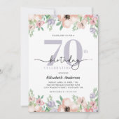 Elegant Pastel Bloem 70e Verjaardagsfeest Kaart (Voorkant)