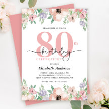 Elegant Pastel Bloem 80ste Verjaardagsfeestje