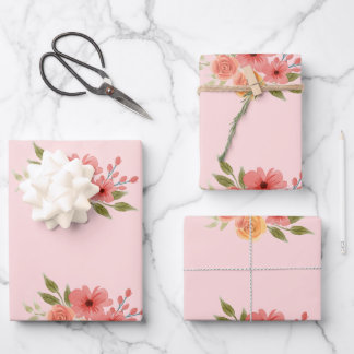 Elegant Pastel Bloem Motief All Gelegenheid Inpakp Inpakpapier Vel