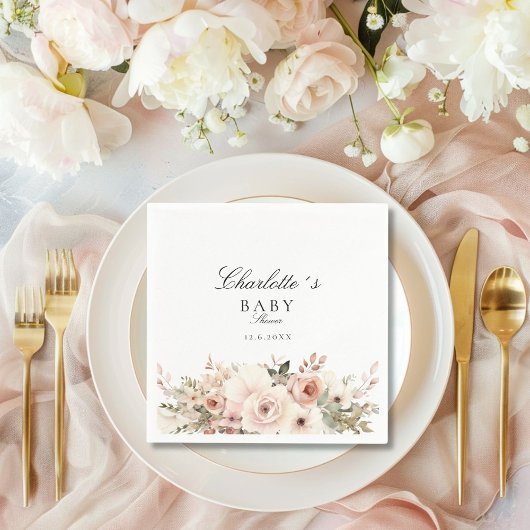 Elegant pastel bloemboeket Baby shower Servet