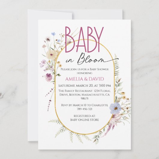 Elegant pastel Bloemen Baby shower Uitnodiging (Voorkant)