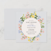 Elegant pastel Bloemen Baby shower Uitnodiging (Voorkant / Achterkant)