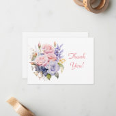 Elegant pastel bloemenboeket dank u Flat Notitiekaartje (Voorkant / Achterkant in situ)