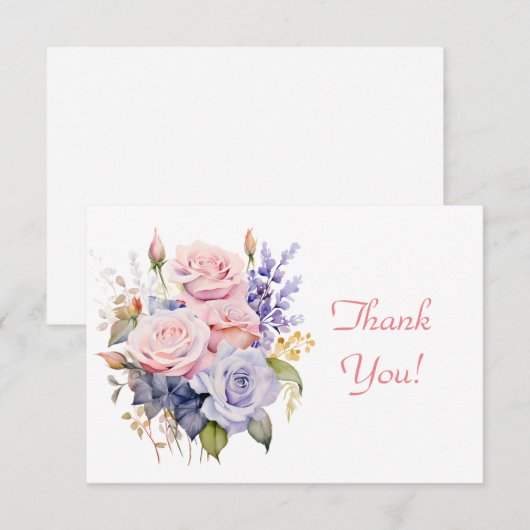 Elegant pastel bloemenboeket dank u Flat Notitiekaartje (Voorkant / Achterkant)