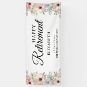 Elegant Pastel Bloemige Pensioenfeest Spandoek (Verticaal)