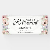 Elegant Pastel Bloemige Pensioenfeest Spandoek (Horizontaal)