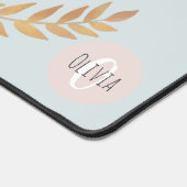 Elegant pastel bloemmotief modern monogram bureaumat (Hoek)