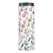 Elegant Pastel Bloemmotief Monogram Thermosbeker (Achterkant)