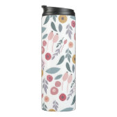Elegant Pastel Bloemmotief Monogram Thermosbeker (Geroteerd rechts)