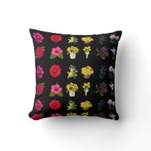 Elegant Pastel Bloemmotief op Zwarte Achtergrond