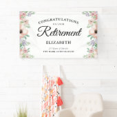 Elegant Pastel Bloemstuk Pensioenfeest Spandoek (Insitu)