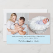 Elegant Pastel Blue 3 Foto geboorteaankondiging Feestdagenkaart (Achterkant)