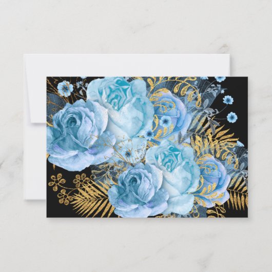 ELEGANT PASTEL BLUE FLORAL BLACK ALL OCCASION RSVP (Achterkant)