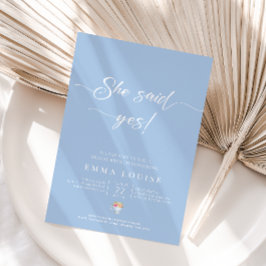 Elegant Pastel Blue Flower Tea Bridal Brunch Kaart