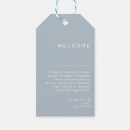 Elegant Pastel Blue Minimal Weddenschap Welkom Cadeaulabel