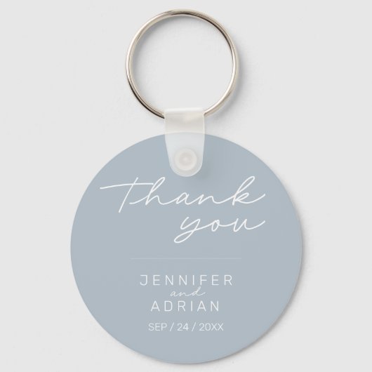 Elegant Pastel Blue Minimal Wedding sleutelhanger (Achterkant)