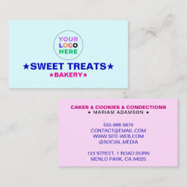 Elegant Pastel Blue & Pink Color | Bakery Logo Visitekaartje