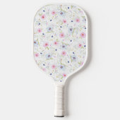 Elegant Pastel Blue Pink Flowers Personeelsformati Pickleball Paddle (Achterkant)