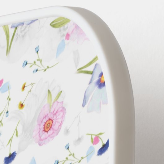 Elegant Pastel Blue Pink Flowers Personeelsformati Pickleball Paddle (Links Detail)