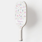 Elegant Pastel Blue Pink Flowers Personeelsformati Pickleball Paddle (Links)