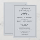 Elegant Pastel Blue Wedding-uitnodiging Kaart (Voorkant / Achterkant)