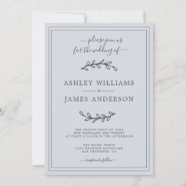 Elegant Pastel Blue Wedding-uitnodiging Kaart