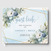 Elegant Pastel Blue White Gold Floral Guest Book Gastenboek (Voorkant)