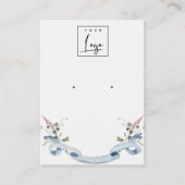 Elegant Pastel Blue Wildflower Ribbon Logo earing Visitekaartje (Voorkant)