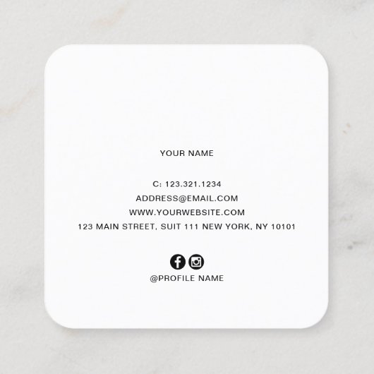 Elegant pastel blush & zwarte schaar vierkante visitekaartje (Achterkant)