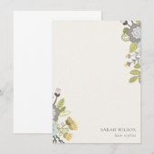 Elegant Pastel Boho Blush Blue Green Leafy Floral Notitiekaartje (Voorkant / Achterkant)