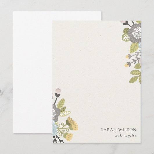 Elegant Pastel Boho Blush Blue Green Leafy Floral Notitiekaartje (Voorkant / Achterkant)