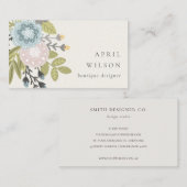 Elegant Pastel Boho Blush Blue Green Leafy Floral Visitekaartje (Voorkant / Achterkant)