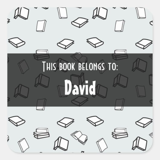 Elegant pastel Books Patroon op maat Vierkante Sticker (Voorkant)