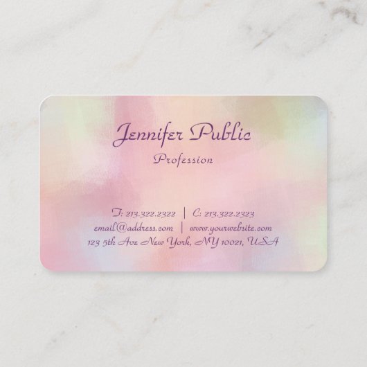 Elegant Pastel Colors Calligraphy Script Sjabloon Visitekaartje (Achterkant)