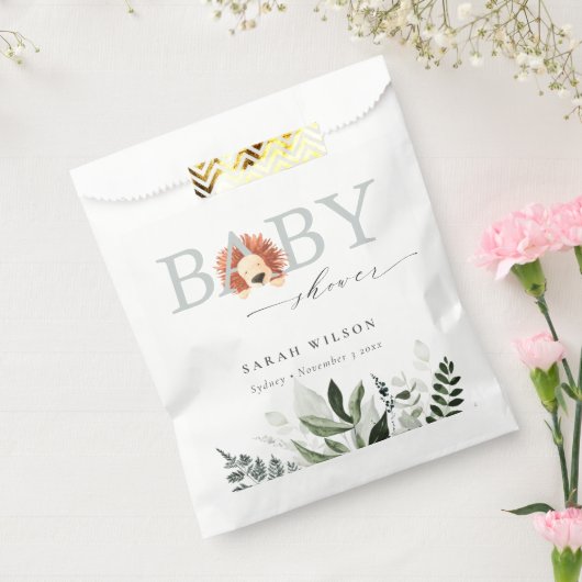 Elegant pastel Cute Boho Lion Foliage Baby shower Bedankzakje (Gezegeld)