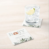 Elegant pastel Cute Boho Lion Foliage Baby shower Kartonnen Onderzetters (Insitu)