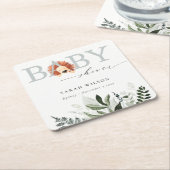 Elegant pastel Cute Boho Lion Foliage Baby shower Kartonnen Onderzetters (Schuin)