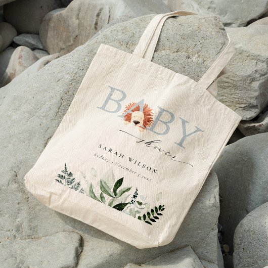 Elegant pastel Cute Boho Lion Foliage Baby shower Tote Bag