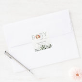 Elegant pastel Cute Boho Lion Foliage Baby shower Vierkante Sticker (Envelop)