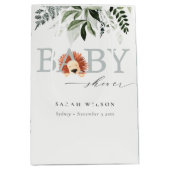 Elegant pastel Cute Lion Foliage Baby shower Medium Cadeauzakje (Voorkant)