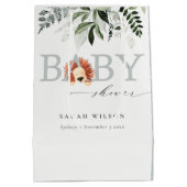 Elegant pastel Cute Lion Foliage Baby shower Medium Cadeauzakje (Achterkant)