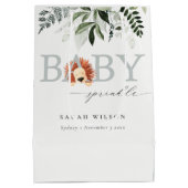 Elegant pastel Cute Lion Foliage Baby Sprinkle Medium Cadeauzakje (Achterkant)