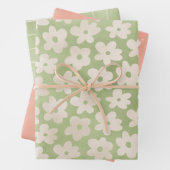 Elegant pastel Daisy Flower Bunny Spring Easter Inpakpapier Vel (In situ)