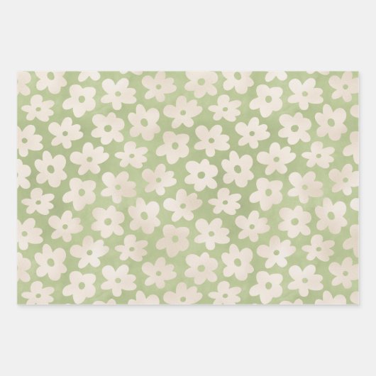 Elegant pastel Daisy Flower Bunny Spring Easter Inpakpapier Vel (Voorkant)